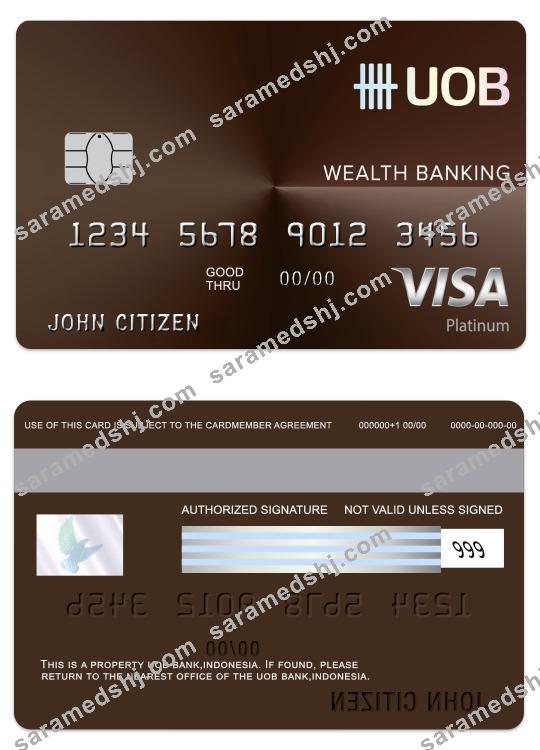 Indonesia UOB bank visa wealth debit card